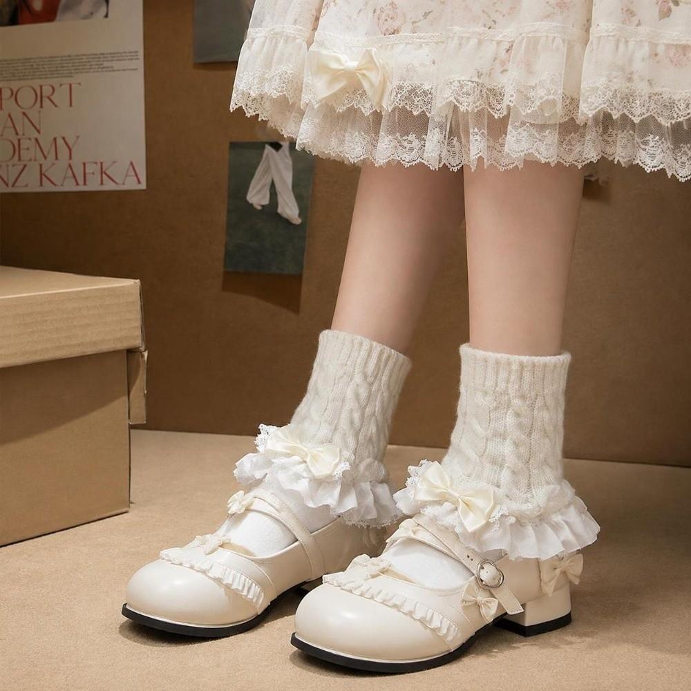 Foot Warmer Lace Knitted Gloves Acrylic Fibers Lolita Hand Sleeves Fall Winter Season