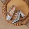 Chaussures femmes 2025 nouveau mot unique avec bouche légère strass talons hauts Sœur royale sexy argent Mary Jane chaussures simples