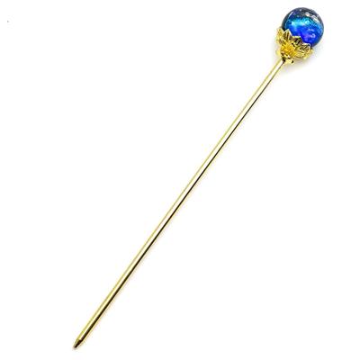 Sea Drop Kanzashi Glass Glass Yonaguni Hair Accessory for and Other Traditional Japanese Clothing Hairpin, Glow-in-the-dark Bead, Blue, 14mm,