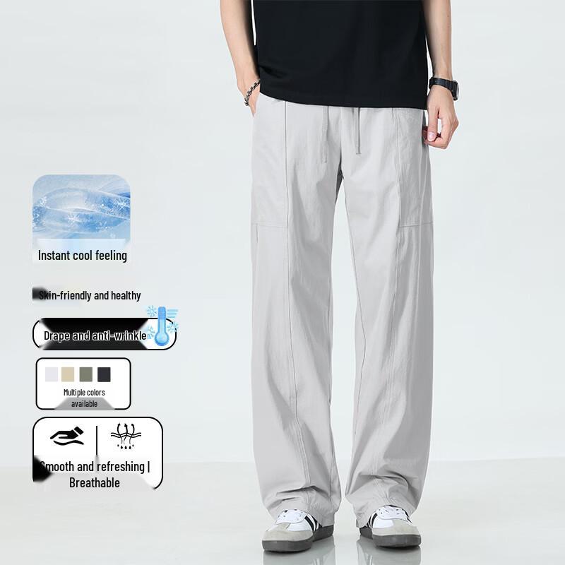 Luomen Men's Summer Breathable Loose Wide-Leg Pants