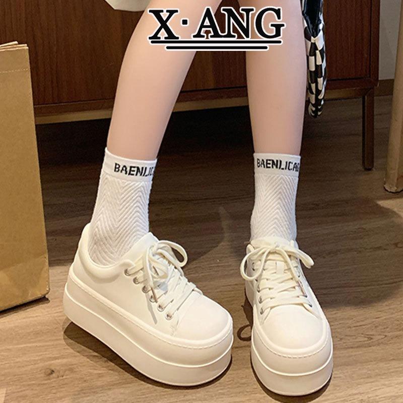 

Muffin thick sole heightening small women s shoes big head bread shoes spring new leather little white shoes board shoes 40