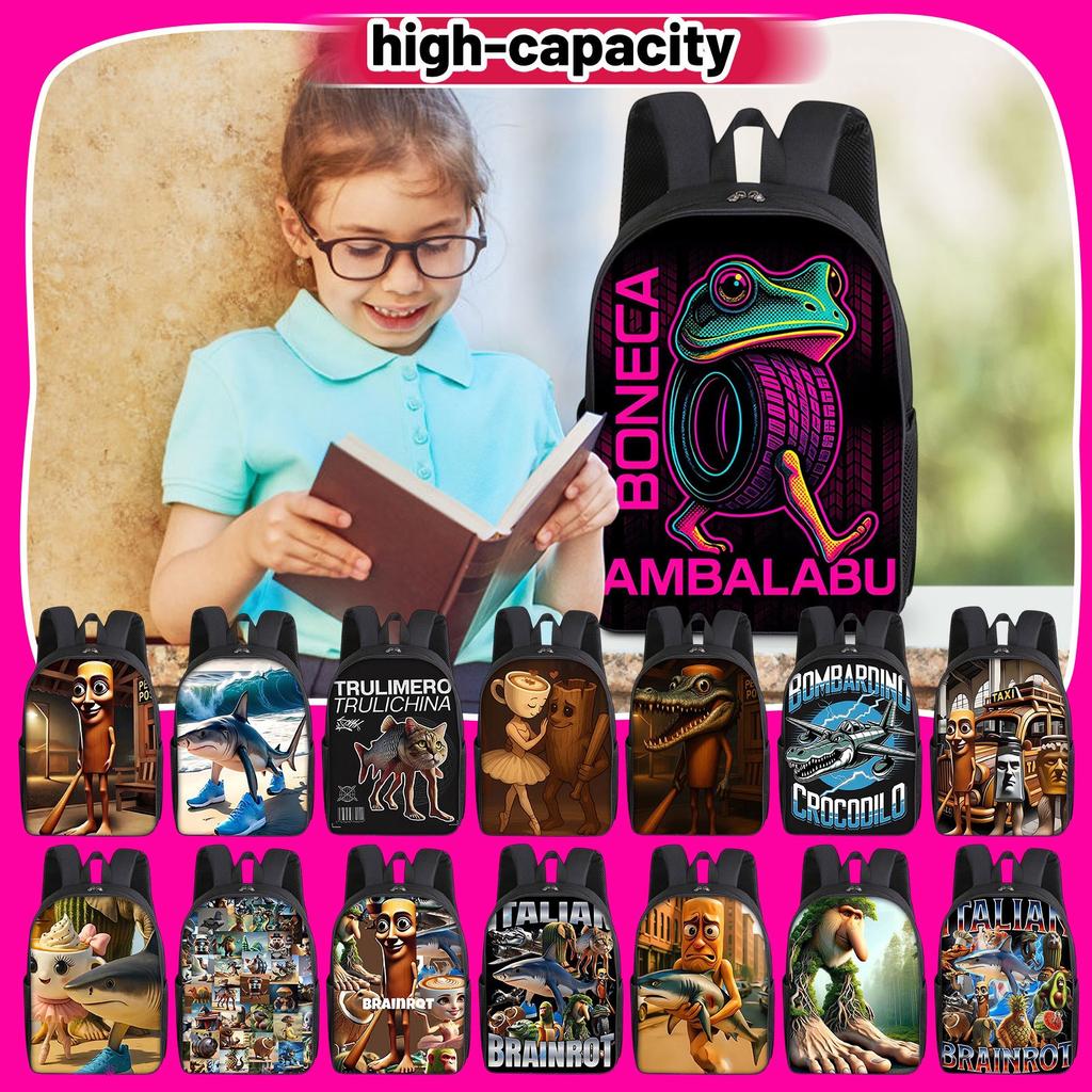Cartoon Printing Casual Shoulder Bag Junior High School Students Large Capacity Backpacks