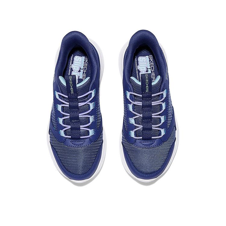 Skechers Kids Mesh Leather Comfortable Fashion Trendy Simple Low Top Casual Shoes Kids sneaker Navy-Blue 303855L-NVY