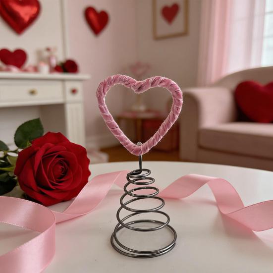 Alla hjärtans dag Hjärtträd Topp Rosa Sammetshjärta Trädtopp Prydnad för Hem Bröllop Semesterfest Tillbehör