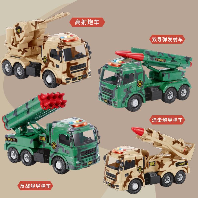 Large Inertial Military Transport Vehicle Simulation Air Defense Missile Chariot Model Children'S Sound And Light Toy Car