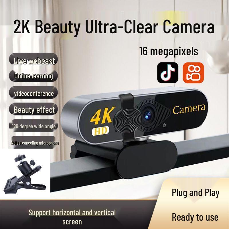 4K Ultra HD USB Desktop Camera with Microphone for Live Streaming and Online Meetings