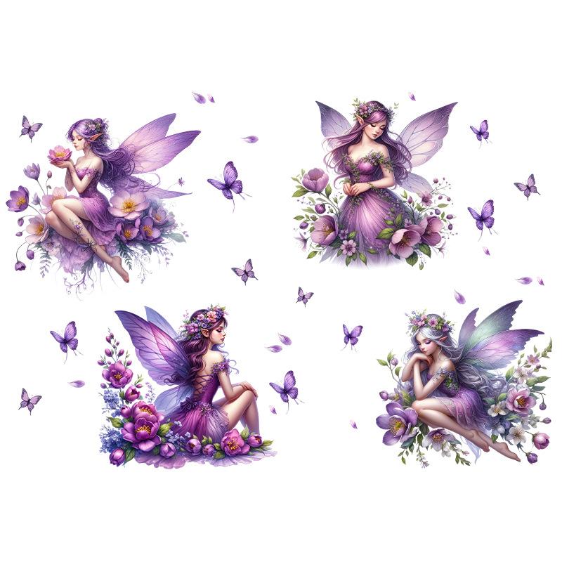 

Flower Elf Fairy Wall Sticker Self Adhesive Decorative for Living Room Bedroom Girls Room Nursery 30x90cmx2pcs фіолетовий