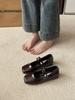 Soft Leather Version~ Cross-buckle Strap Light Mouth Versatile Flat-soled Single Shoes Women's Retro French Silver Ballet Shoes Mary Jane Shoes