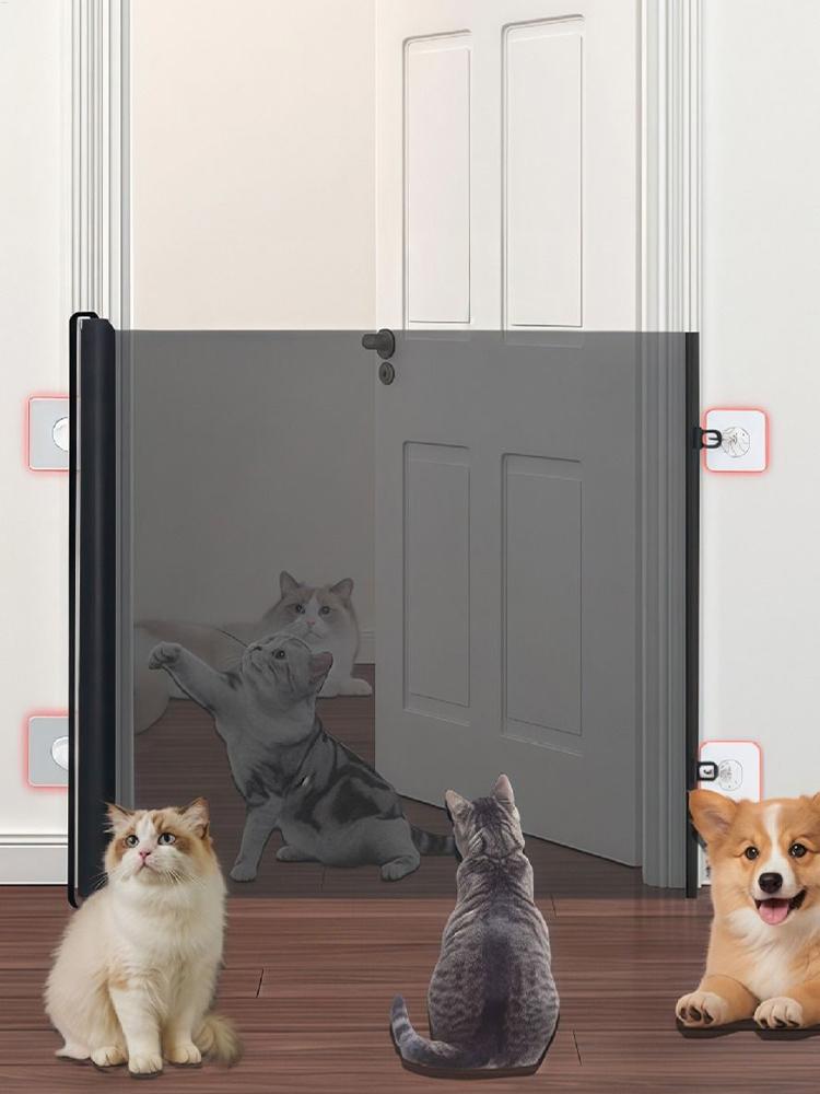 Mesh Gate for Doorway Extendable Anti Dog Jumping Screen No Drill Gate Protective Sliding Screen Barrier Fence for Stairs