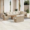 Vidaxl 11-Cz. Garden Furniture Set With Cushions, Beige, Poly Rattan