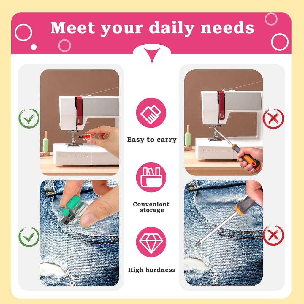 Sewing Machine Screwdriver, Ultra Short Mini Stubby Flat Head Phillips Screwdriver for Sewing Projects Narrow Spaces