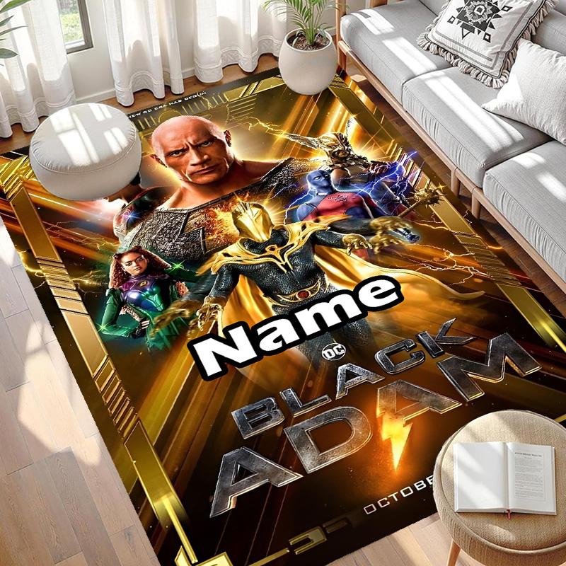 Custom Name Personalized Black Adam Print Carpet, Versatile Home Decor Rug, for Playroom, Apartment, Balcony, Entryway, Hallway Gift