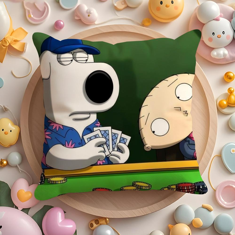 Pikpaka F-Family Funny Guy Cushion Cover Plush Fabric Soft Double-Sided Printed Sofa Warm Winter Home Gift Pillow Cover