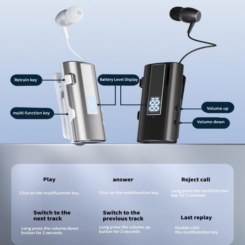 Wireless Bluetooth-compatible 6.0 Lavalier Headset Featuring 30 Hours Call Time 50 Hours Music Playbacks Vibration Alert for Business