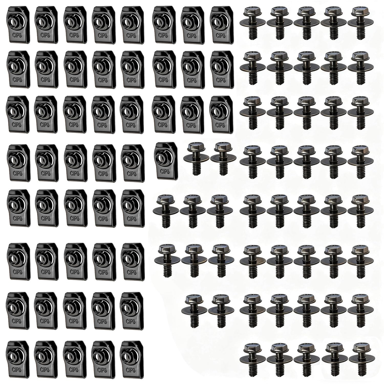 100 ШТ. 6 ММ Болты Кузова Защиты Двигателя и Зажимы U-Гайки, Болты Кузова Защиты от Брызг, Зажимы-Заклепки Крепежа Бампера и Крыла, Экструдированные U-Гайки, Черный