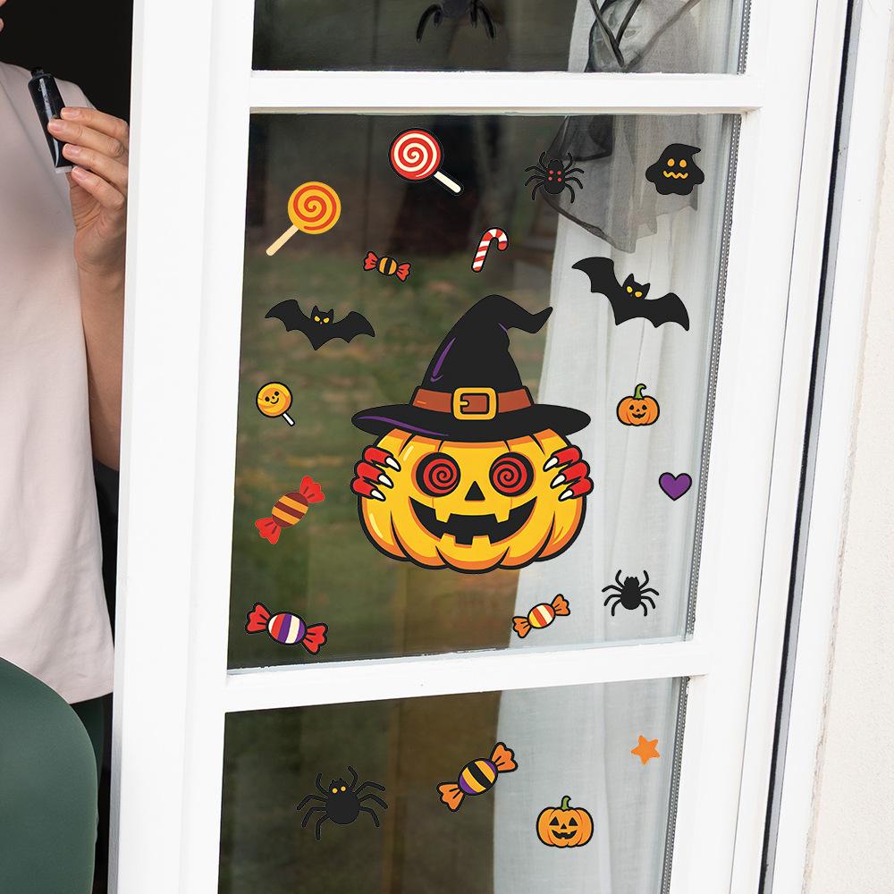 Halloween Pumpkin, Bat, Spider, Balcony, Home, Window Decoration, Window Stickers