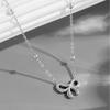 316L Stainless Steel Bowknot Pendant Necklace for Women Trendy Beads Choker Chain Necklace Party Jewelry Accessories