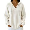 Women's Relaxed Hooded Knit Sweater with Two Buttons, Color Long Sleeve Pullover for Fall Winter