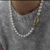 Tooxika French Retro Light Luxury Niche Grey Pearl Necklace Simple Personality Jumper Chain Female