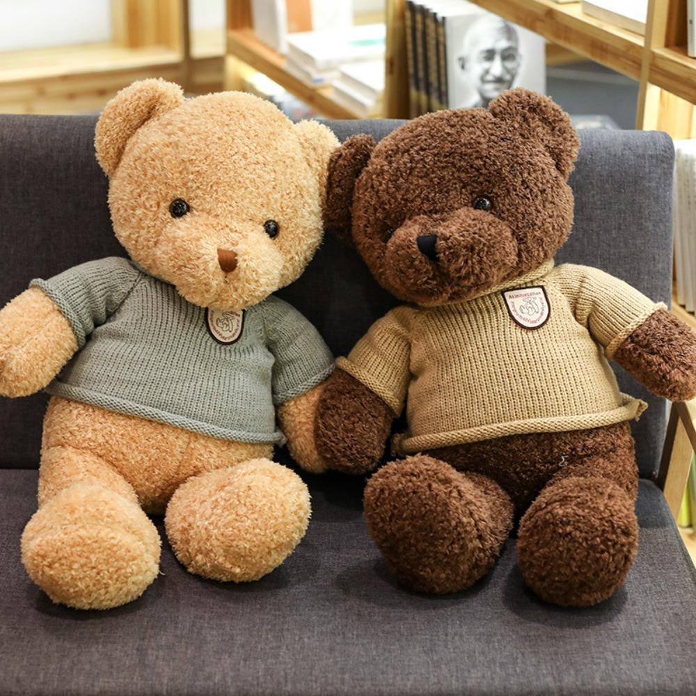 Sweater bear doll large throw pillow cute dress teddy bear doll birthday gift girl plush toy
