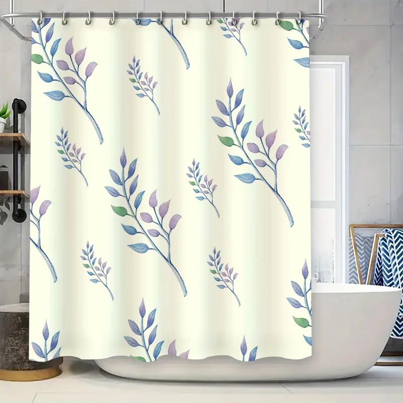 Watercolor plant shower curtain bathroom decor modern design custom made curtains for home improvement Home Garden .co W90xH180cm