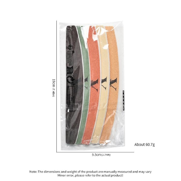 5PCS Nail Emery Boards with Double Side Grit Curved Sanding Tools for Precise Manicures and Nail Polishing Gentle On Nails