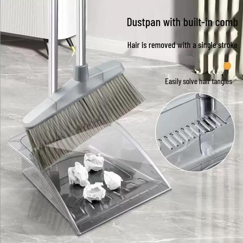 Clear Broom & Thick Dustpan Set: Household Soft Bristle Sweep Tool