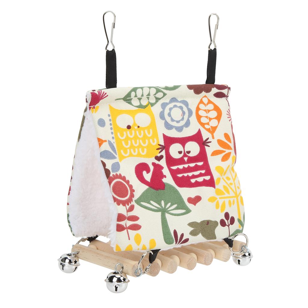 Bird Hammock Suspension Bridge Winter Warm Hanging Bird Nest House with Bell for Parrot Pet