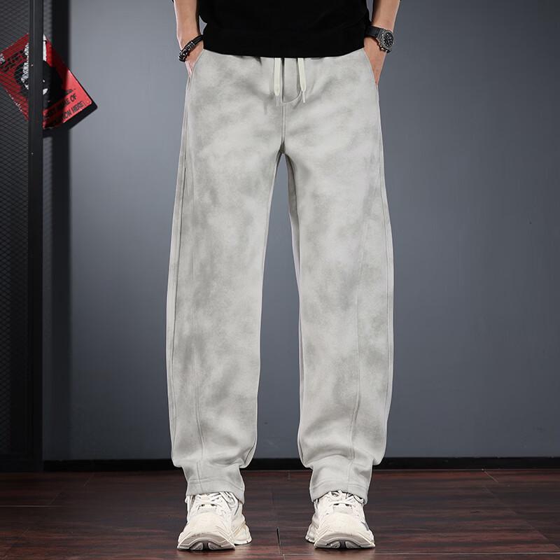 Jie Leinor Men's Retro Loose Straight-Leg Sweatpants