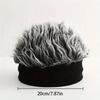 Men&Apos;S Hip-Hop Faux Hair Beanie Hat - Black Knit-Style Skull Cap With -Like Synthetic Hair, Durable Party & Wig-Like Accessory For Casual Wear
