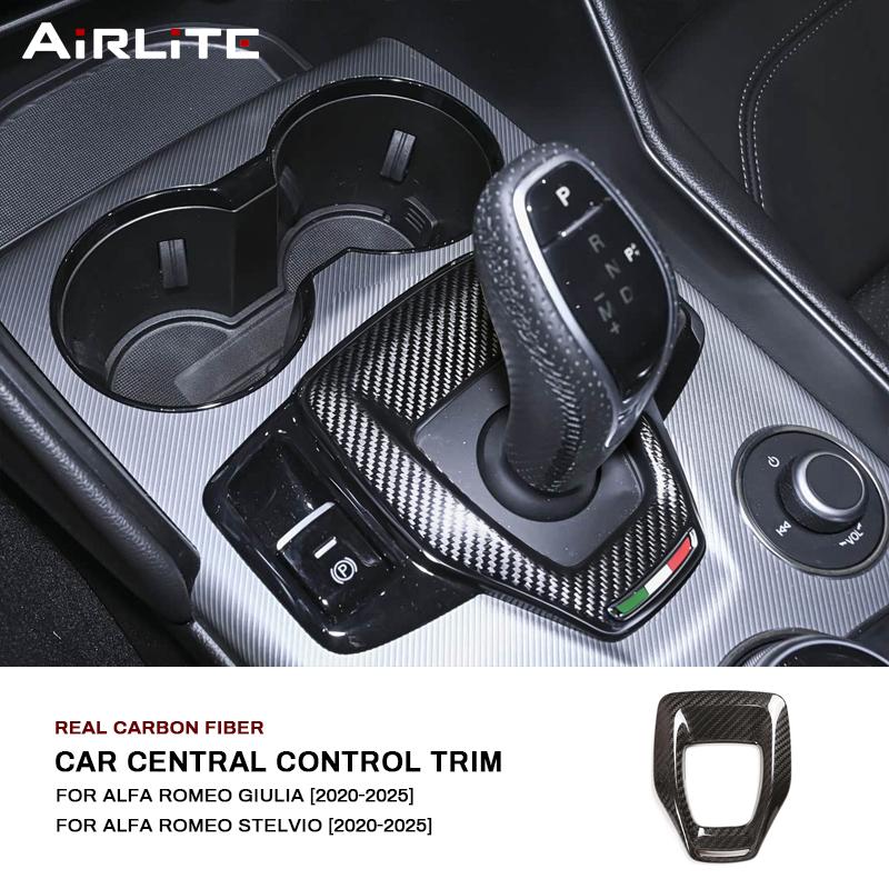 For Alfa Romeo Giulia Stelvio 2020-2025 Real Carbon Fiber Car Center Console Gear Shift Panel Cover Trim Sticker Accessories zl2