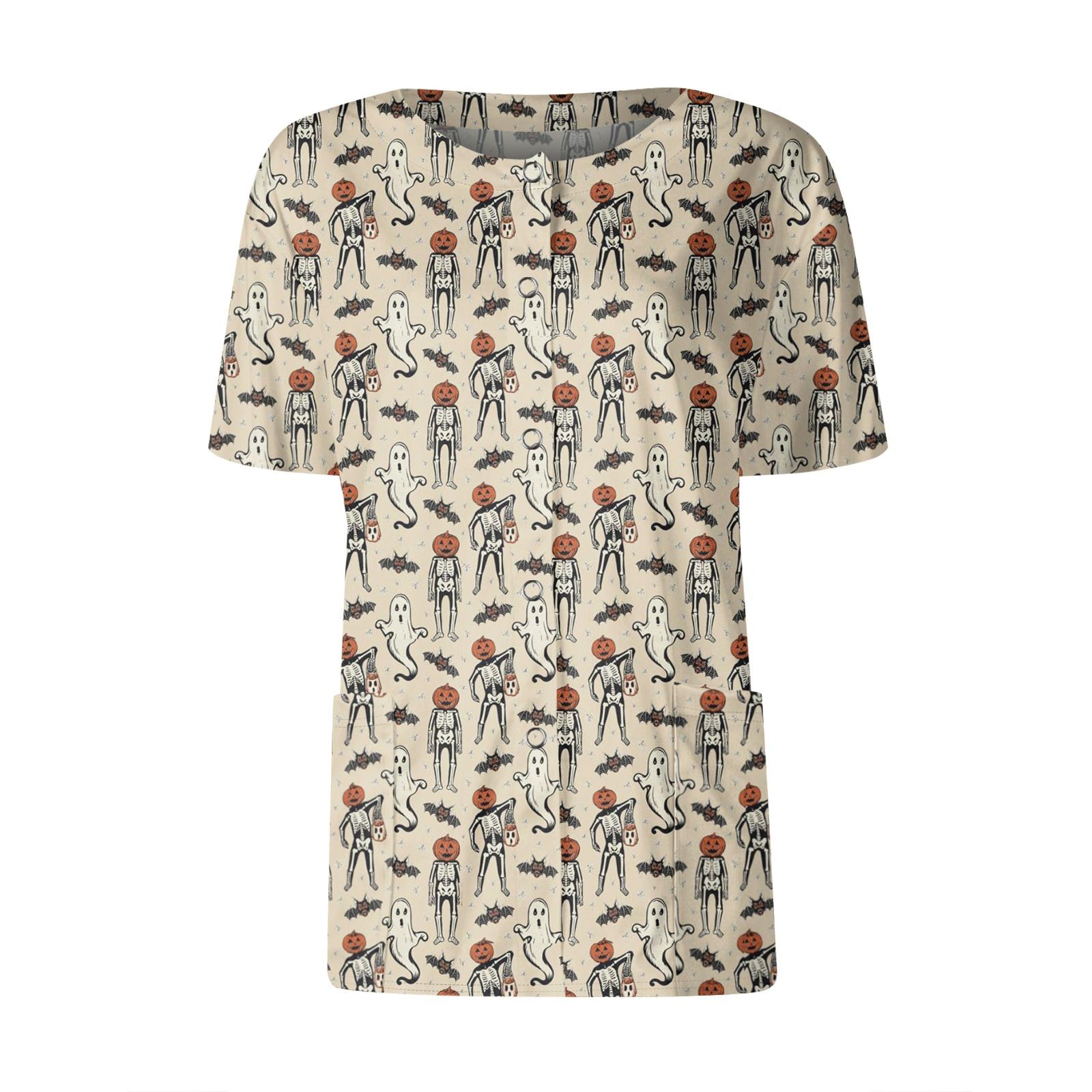 

Женские карманы с короткими рукавами и рисунком, воротник-стойка с рабочим принтом, однобортная защитная одежда, куртка-кардиган, топ L бежевый