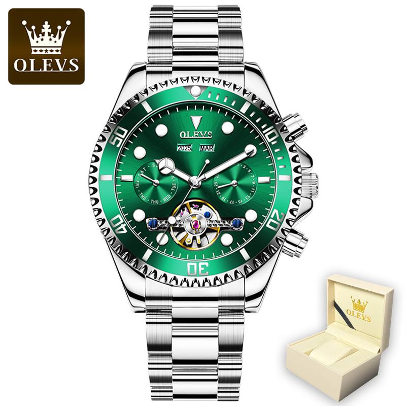 

OLEVS Мужские часы-скелетоны с автоматическим механизмом и индикацией даты из нержавеющей стали для мужчин серый