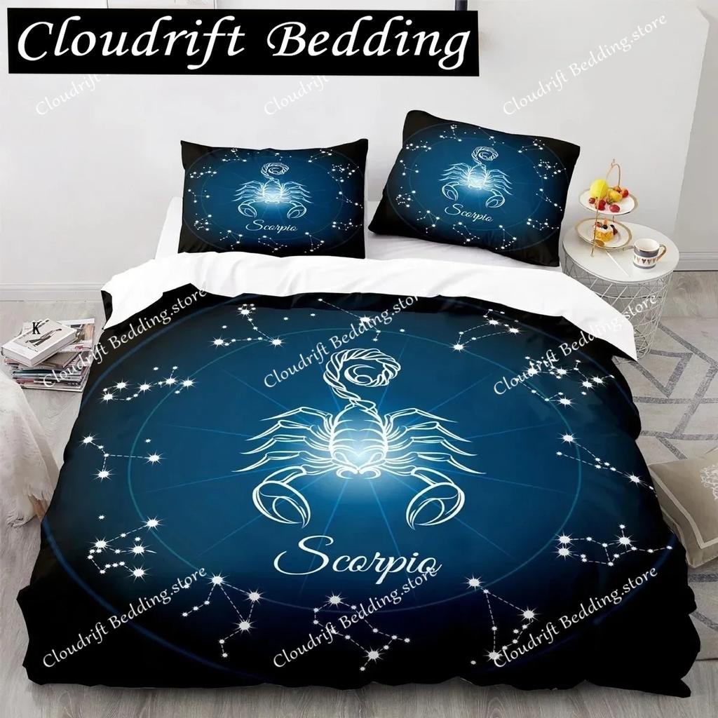 Galaxy Theme Constellation Duvet Cover Set Aries Twin Bedding Set King Size Polyester Polyester Quilt Cover
