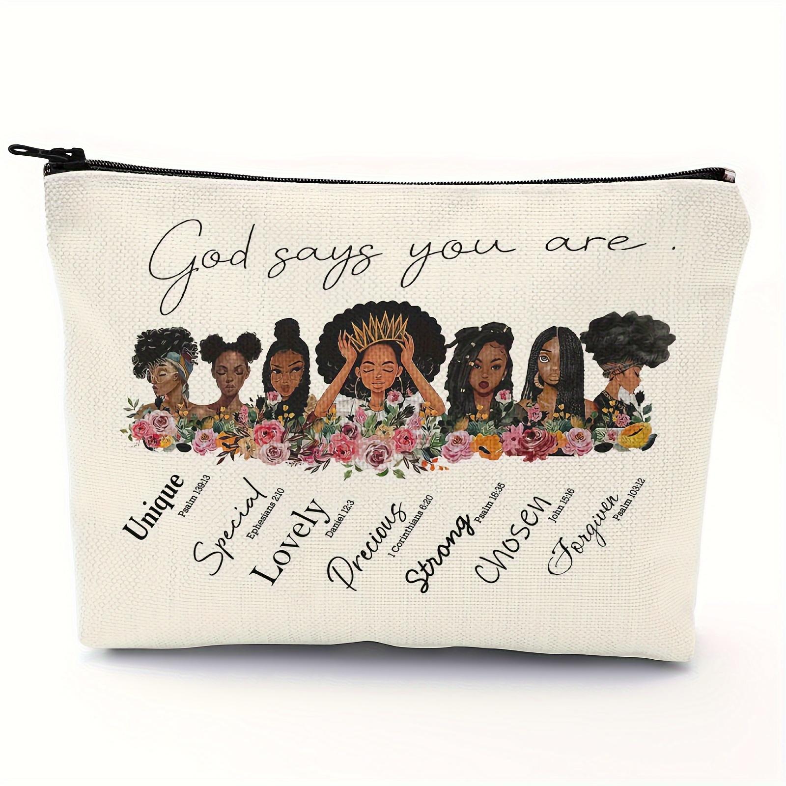 

Motivational African American Cosmetic Bag - Stylish Travel Makeup Organizer - Perfect Inspirational Gift for Her, Mothers Day 1pc