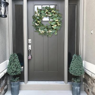 Artificial Eucalyptus Wreath, Spring Summer Wreaths for Front Door White Berry Greenery Wreath for Window Porch Wedding Farmhouse Garden Party Decor