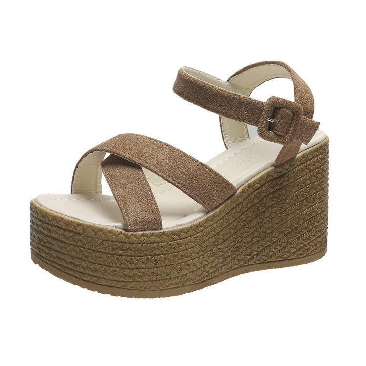 Wedge Heel Summer Fashion Platform Thick Bottom Buckle Casual Comfortable Walking Shoes Sandals for Women