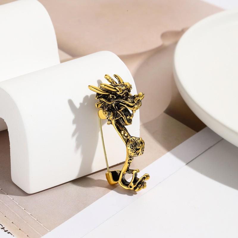Retro Drip Oil Cartoon Dragon Brooch - Men's Suit Pin Accessory