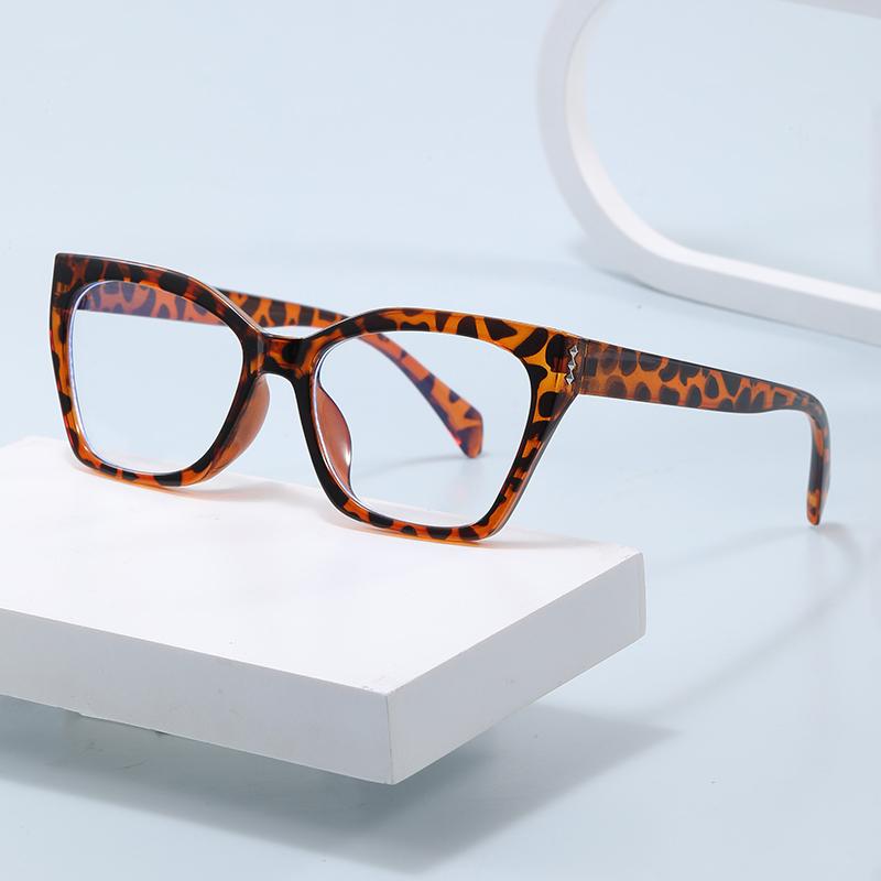 3pcs Sets Square Fashion Cat Eye Glasses Frame  Women Men New Oversized Brand Eyeglasses Anti Blue Light Flat Mirror Unisex