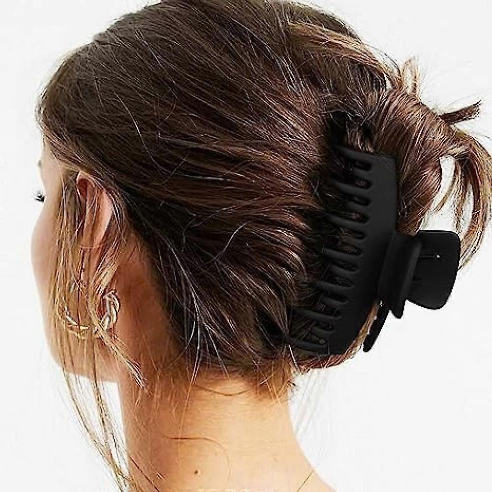 3 Pcs Large Double Row Teeth Hair Claw Clips 3.5" Medium Hair Clips For Thick Long Hair Clips Hair Accessories(Neutral)