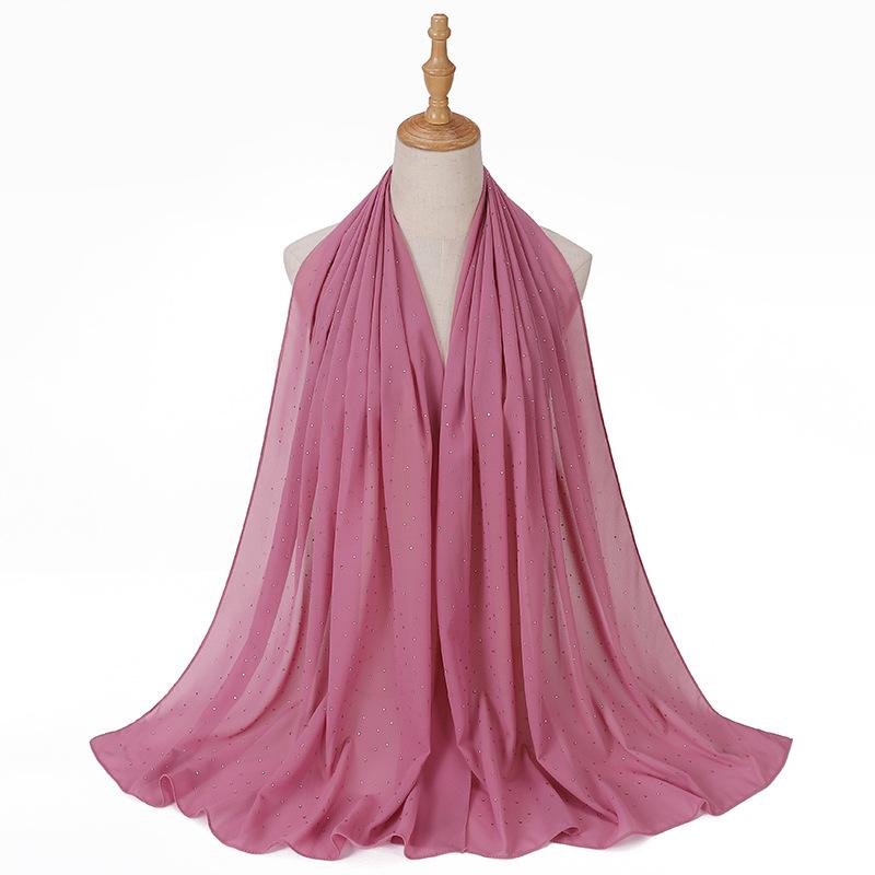 New Malaysia-Indonesia Pearl Chiffon Gypsy Hot Diamond Headscarf, Spring and Summer Long Ladies Hijab Scarf