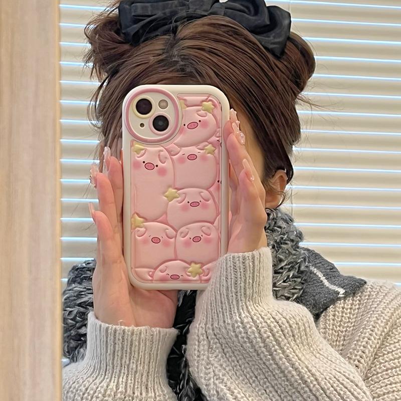 Husă de porc roz drăguț pentru Iphone 14 Pro Max 13 11 12 14 Plus Husă de protecție din piele PU de moda Funda din silicon moale de desene animate