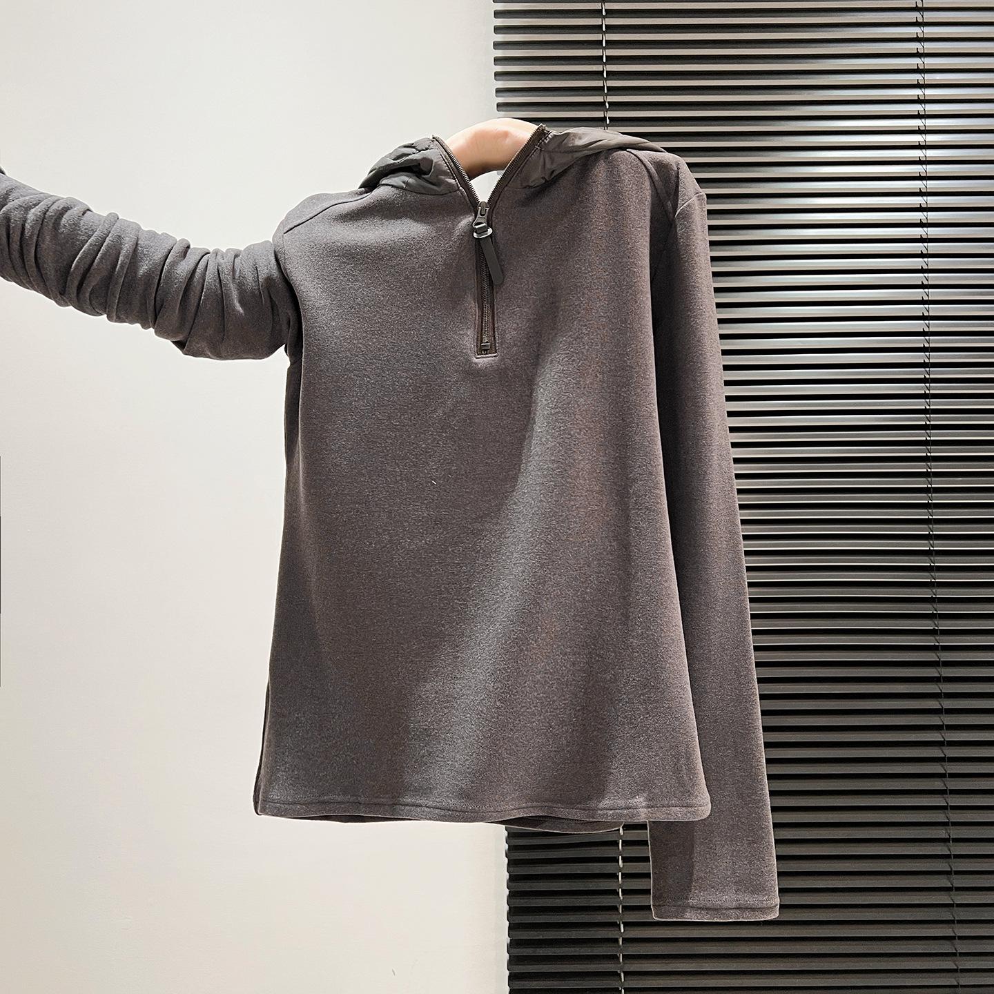 Women s Thickened Half-Zip Hooded Sweatshirt: Long-Sleeve Autumn/Winter Design Base Layer Top M