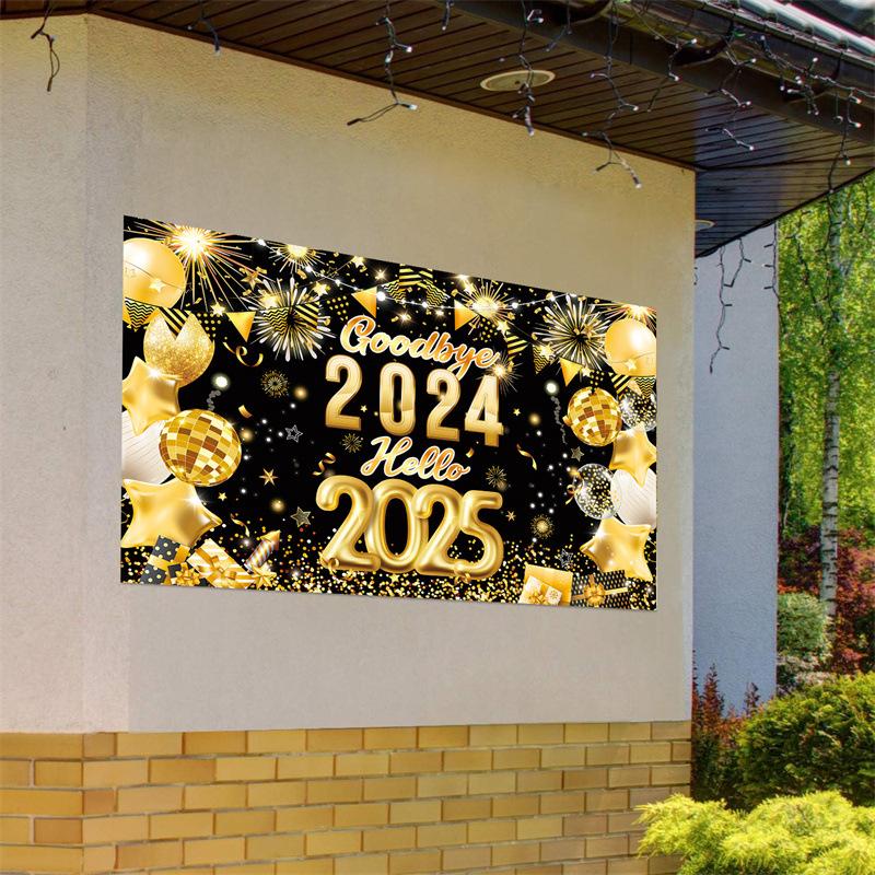 Dekorativ Nedräkningsbanner Festlig Glitter Återanvändbar Fotobakgrund Elegant Festrekvisita för Firande