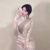 Medium and Improved Button-on Knitted Dress Autumn and Winter Women's Clothing Temperament Slim-fitting Bottoming Hip-wrapped Sweater Skirt