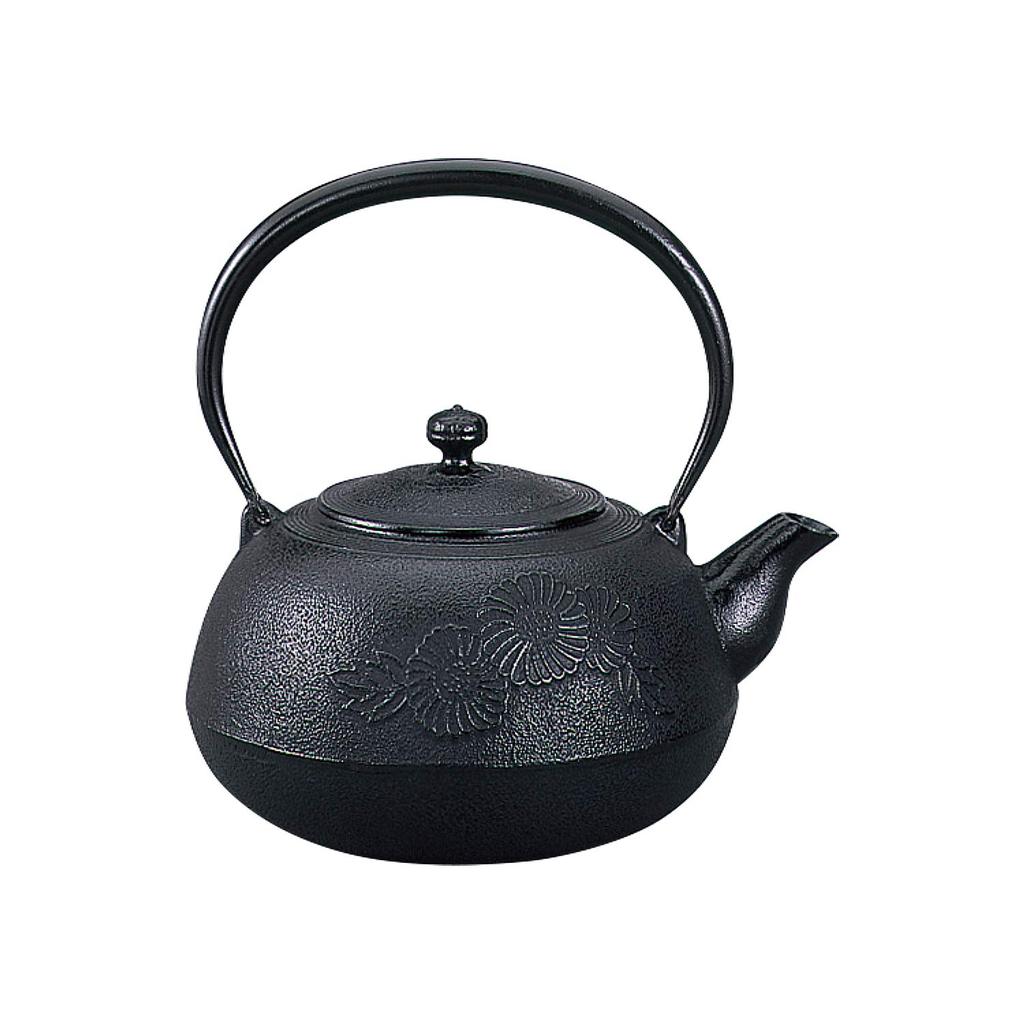 Yamashita Kogei Iron Kettle, Flat Round Chrysanthemum Design, W25.5 x D19.5 x H22.5cm, Made in Japan, 2.3L, Product Code: 55377
