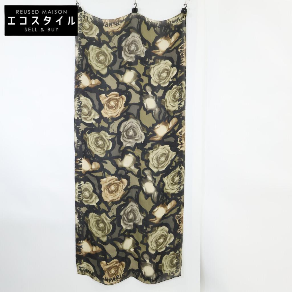 LOUIS VUITTON Graffiti Flower Silk scarf Green systemUsed