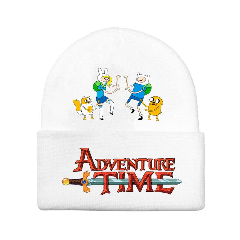 Adventure Time Cartoon Print Acrylic Knit Hat Winter Warm Unisex Beanie For Adults Teens