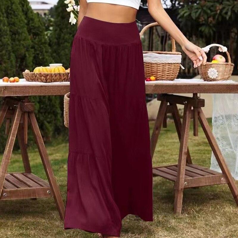 Casual Hohe Taille Breite Bein Hosen Frauen Sommer Mode Baumwolle Leinen Patchwork Lose Damen Hosen Feste Baggy Spodnie 26196