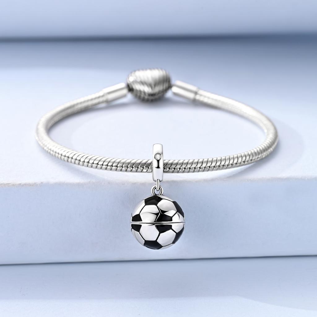 Original 925 Sterling Silver Charms Can Open Football Pendant Fit Original Bracelet Necklace For Women Men DIY Jewelry Gift